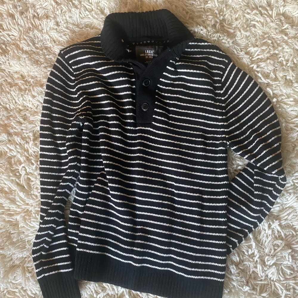 H&M men’s sweater, L, Black & white stripe